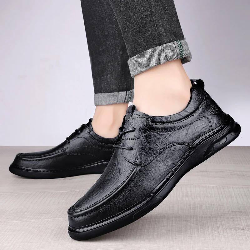 Мужская обувь Классические деловые оксфорды Мужские роскошные брендовые мужские кожаные повседневные туфли Уличная мужская обувь Новая мужская свадебная обувь