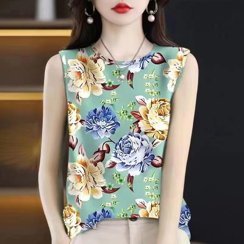 Летняя майка с бретельками и футболка для женщин среднего и пожилого возраста, модный универсальный топ без рукавов