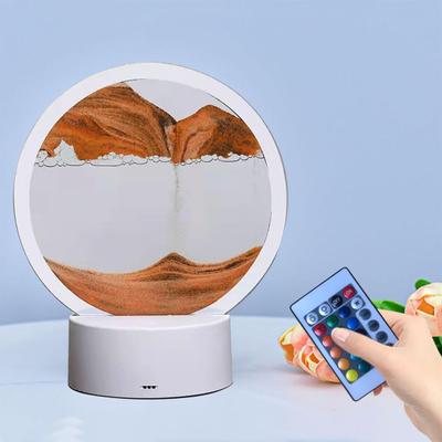 Красочная настольная лампа с регулируемой яркостью и 3D-рисованием песком с дистанционным управлением USB, плывущая картина с зыбучим песком, декоративная лампа для освещения, настольное украшение для