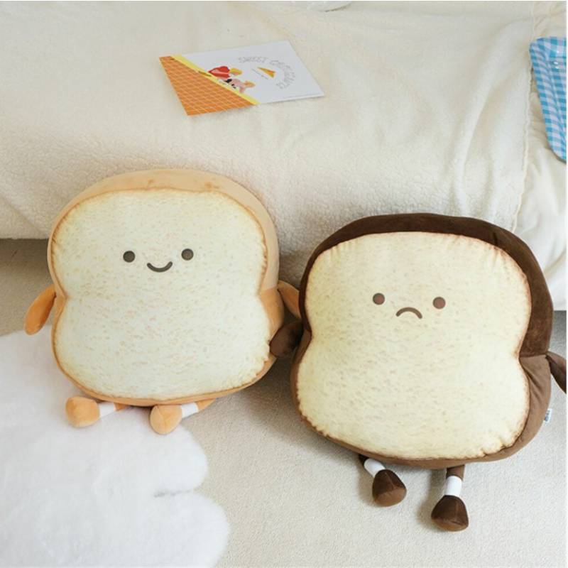 Cute Toast Plush Toy With Short Pile Fabric For Children Gift And Kids Room Decor