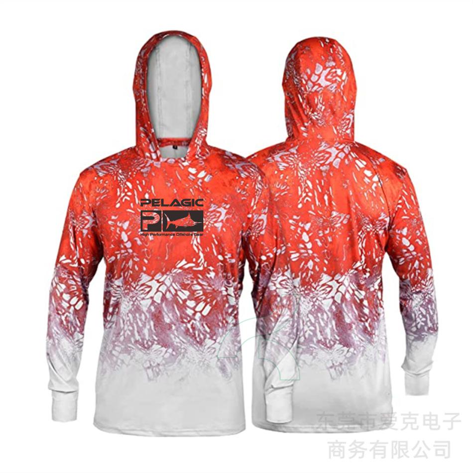 Pelagic fishing clothing summer camouflage sunscreen clothing breathable hooded fishing sportswear quick-drying T-shirt available