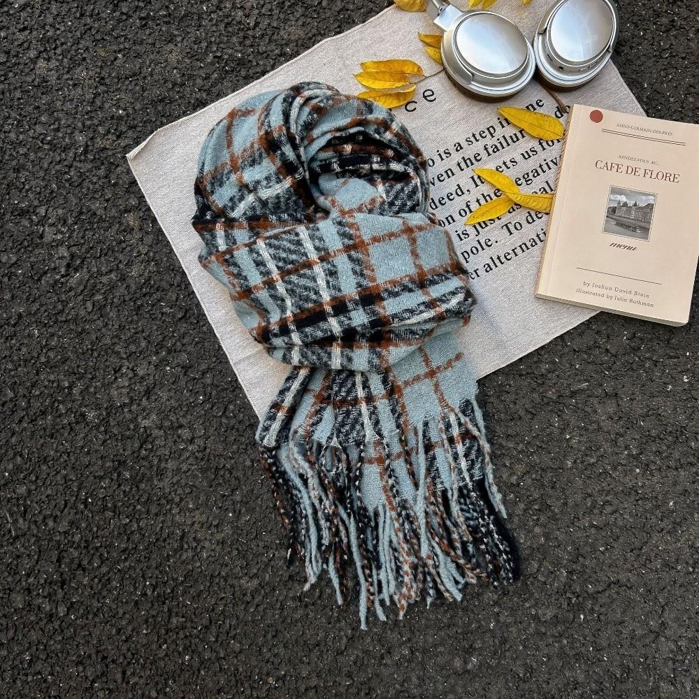 Thickened Plaid Scarf Soft Neck Warmer Fashion Shawl Wrap for Women