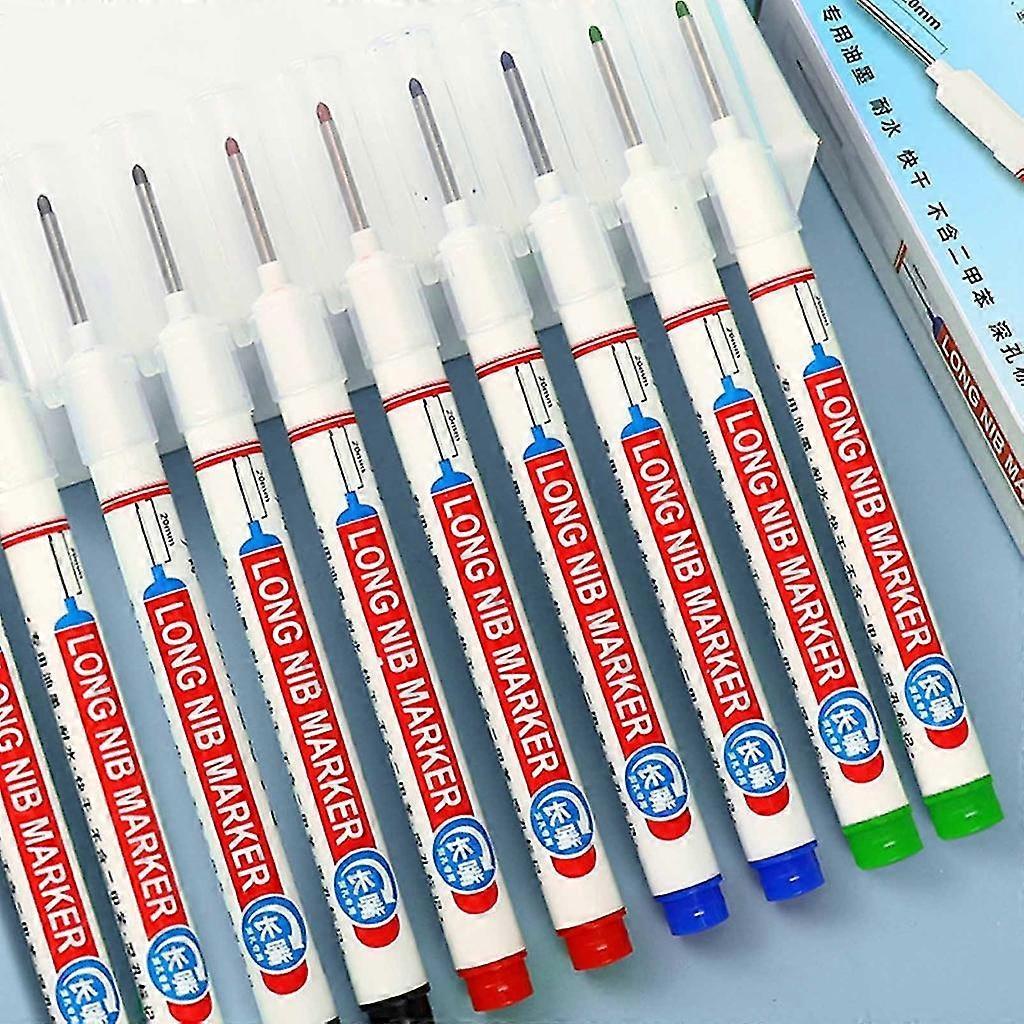 12 Pcs 20mm Long-Nib Marker Pens Quick-drying Oil-based Marker Pen for Carpenter