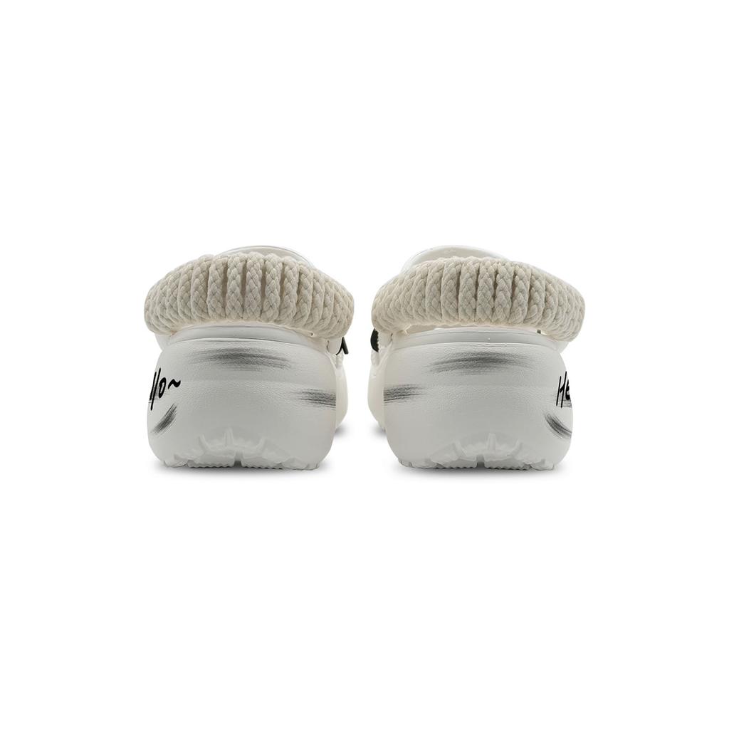 Crocs Classic Platform Clog Happy Graffiti EVA Cloud Cartoon Cute Hole Shoes Women's White