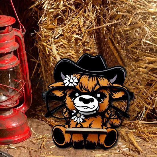 Держатель для очков Хайлендская корова Yousheng Деревянная подставка для очков Дисплейная стойка Мультяшное животное Подставка-держатель для солнцезащитных очков для спальни, кабинета, офиса