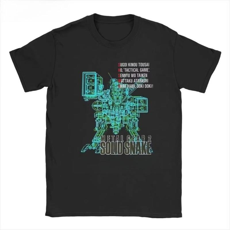2025 Мужская Женская Футболка MGS1 Solid Snake Игра Metal Gear Хлопковый Топ Смешная Футболка с Коротким Рукавом и Круглым Вырезом Классическая Футболка