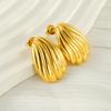 New Titanium Steel 18k Gold Stainless Steel Striped Shellfish Threaded Earrings Earrings Women