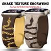 Engraved Silicone Strap For Apple Watch Band 46mm 45mm 44mm 42mm 41mm 40mm 49mm 38MM Correa Snake Texture Bracelet Series 10 8 9 7 SE 6 5 4 3 Ultra 2