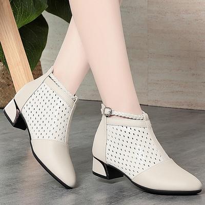 Модные летние короткие ботинки Тонкие 2025 Новые ботинки Мартин Дышащие полые ботинки Женские одинарные ботинки Универсальные ботинки Челси Женские ботинки