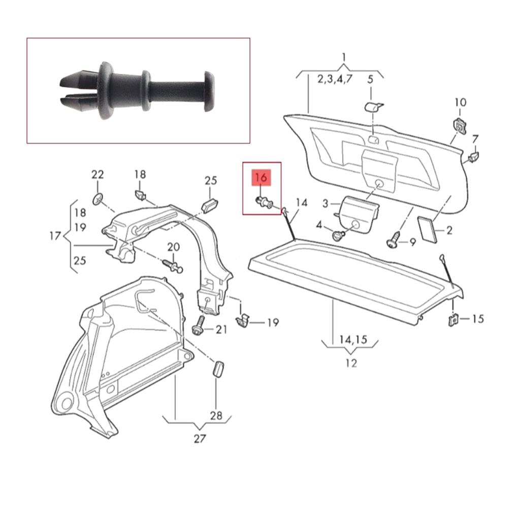 2 шт. Держатели клипс шнура полки багажника для MK5 MK6 1M6867574A Запасные аксессуары Клипсы шнура ремня полки багажника