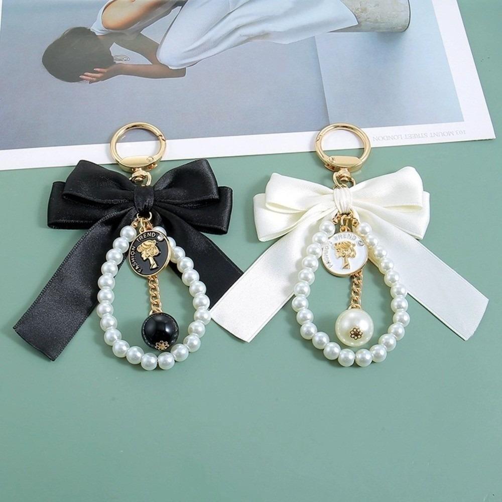 Pearl Chain Bow Key Chain Big Bow Car Key Holder Fashion Car Keychain