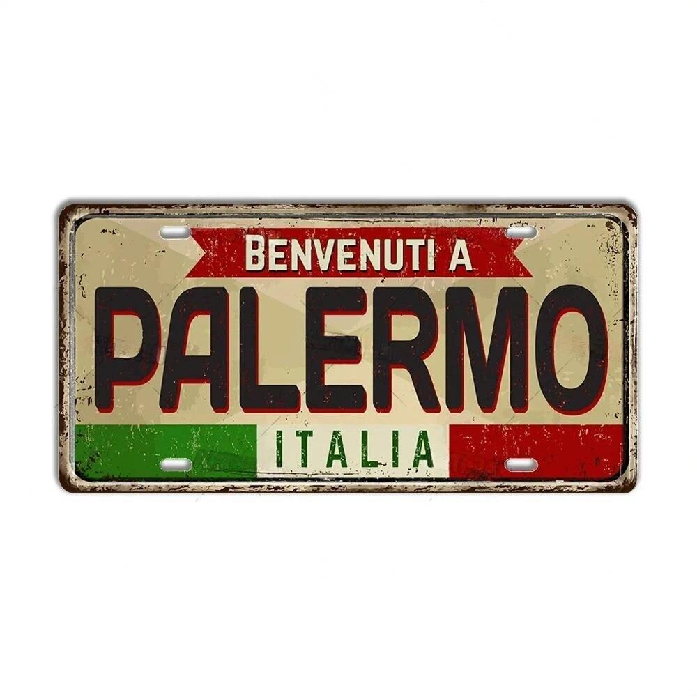FJ Metal Tin Signs ITALY License Plate City State Tin Plaque Landmark Posters Wall Garage Bar Pub Decors