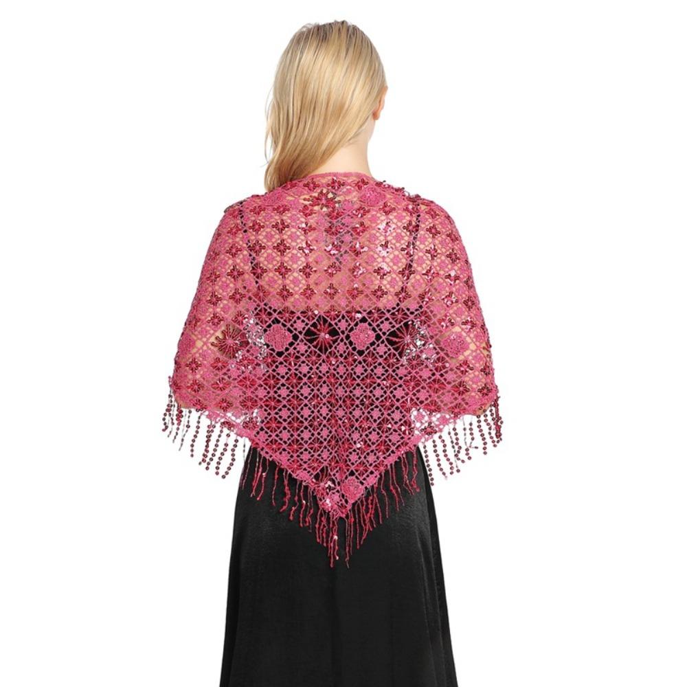 Sequins Triangle Shawl Capes Belly Dancing Scarf Shiny Sequins Tassel Shawls  Belly Dancing Belt