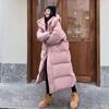Oversize Cotton Jacket for Women, Long Overknee Length Bread Coat with Thickening