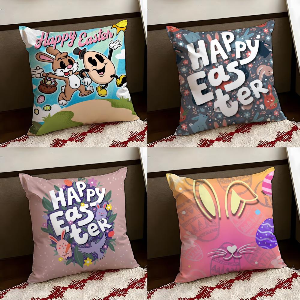 Easter Day Cushion Cover Reversible Soft Durable Pillow Cover Home Car MultiScene Use for Daily Comfort