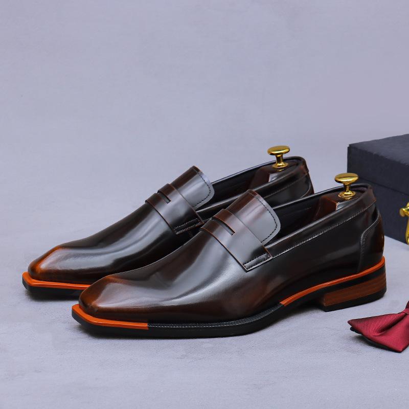 Кожаная обувь из коровьей кожи Повседневная кожаная обувь Слипоны Британский ретро Бизнесная обувь для платья