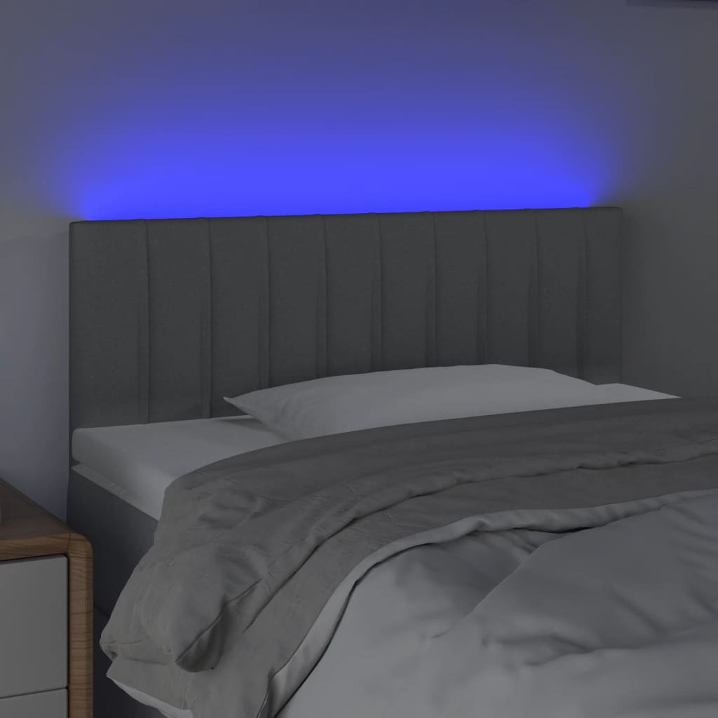 vidaXL LED Kopfteil Hellgrau 100x5x78/88 cm Stoff
