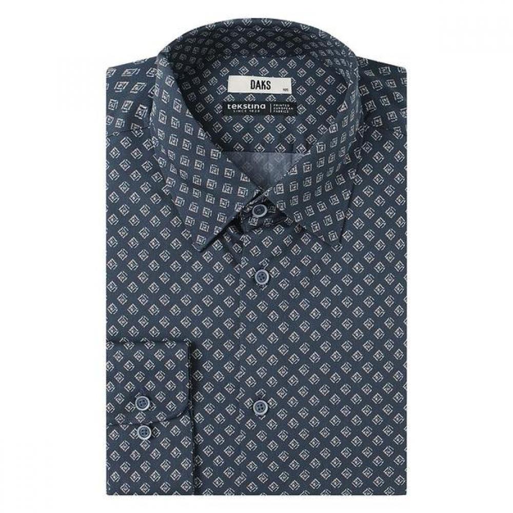 DakS Men S Geometric Pattern Contemporary Fit Long Sleeve Shirt dma1Shdl281n1