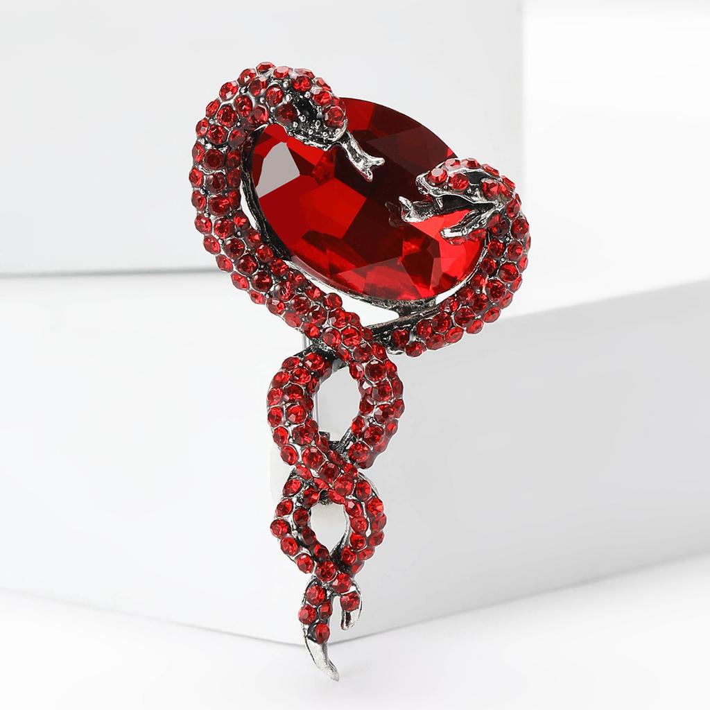 Fashion Creative Alloy Full Diamond Double Snake Brooch Vintage Ladies Suit Dress Corsage Ornament Animal Pin