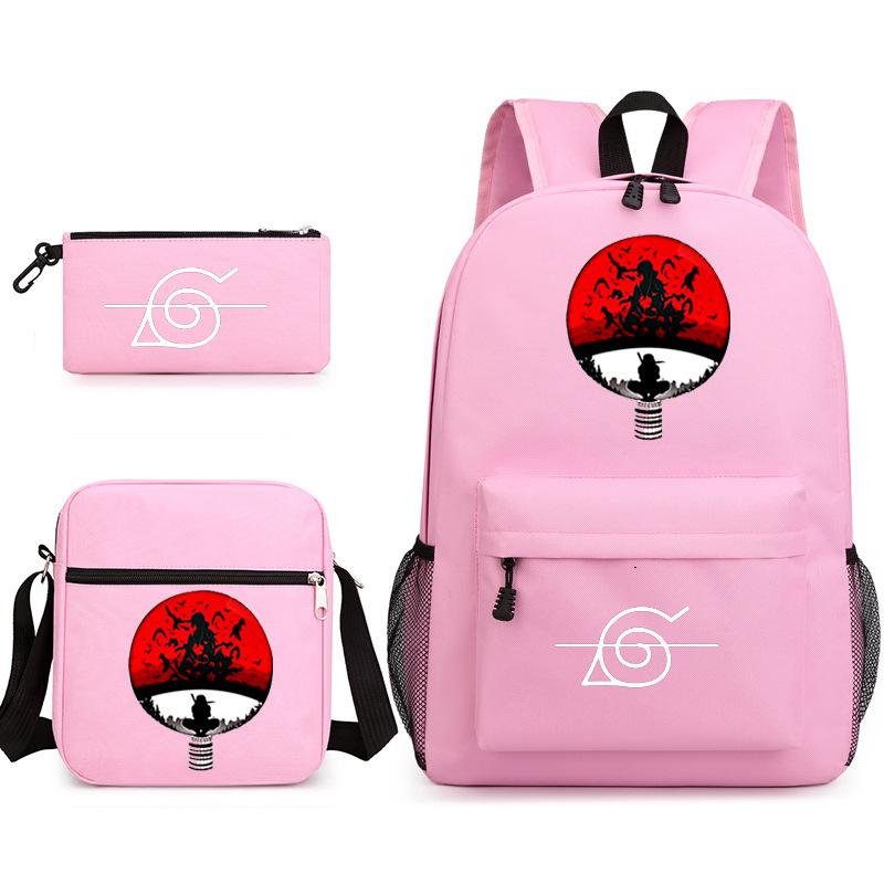 Anime Naruto Starry Sky Teen Student School Bag Three-Piece Set Men'S And Women'S Backpacks Satchel Pencil Bag