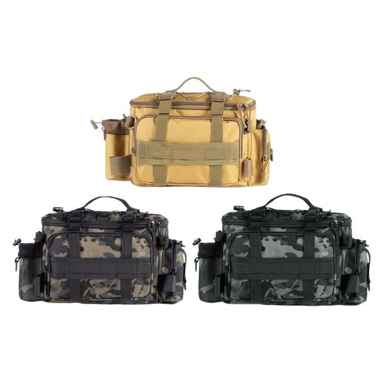 Большая вместительная сумка для рыболовных снастей из водонепроницаемой ткани Оксфорд с несколькими карманами, портативный органайзер для рыболовных принадлежностей, поясная сумка через плечо