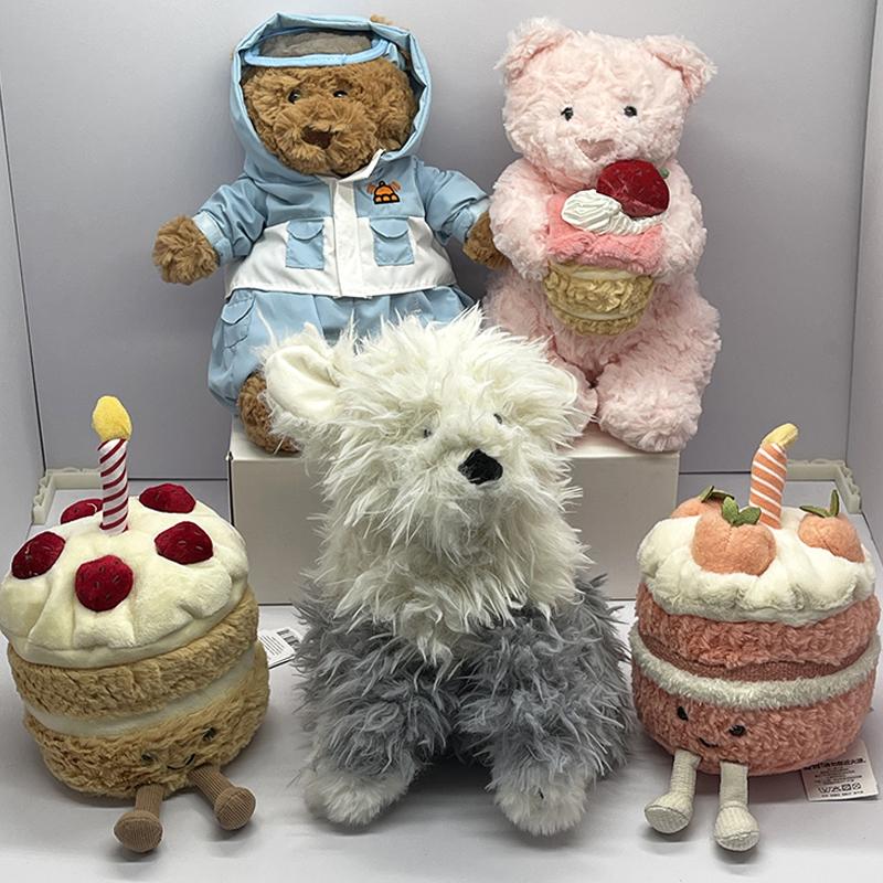 Pink Cake Bear Leopard Rabbit Ski Suit Bear Sheepdog Plush Toy Birthday Gift Set