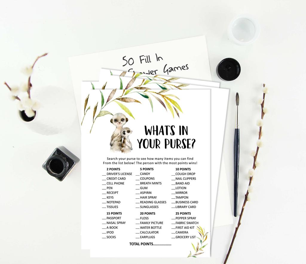 Inkdotpot Игровой набор Baby Shower из 50 игр BabyA AlphabetA ABCA Игра Meerkat Baby Gender Neutral Party