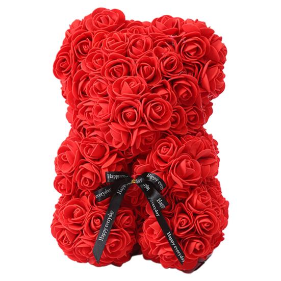 25cm Romantic Fake Rose Flower Foam Bear Doll Valentines Day Birthday Xmas