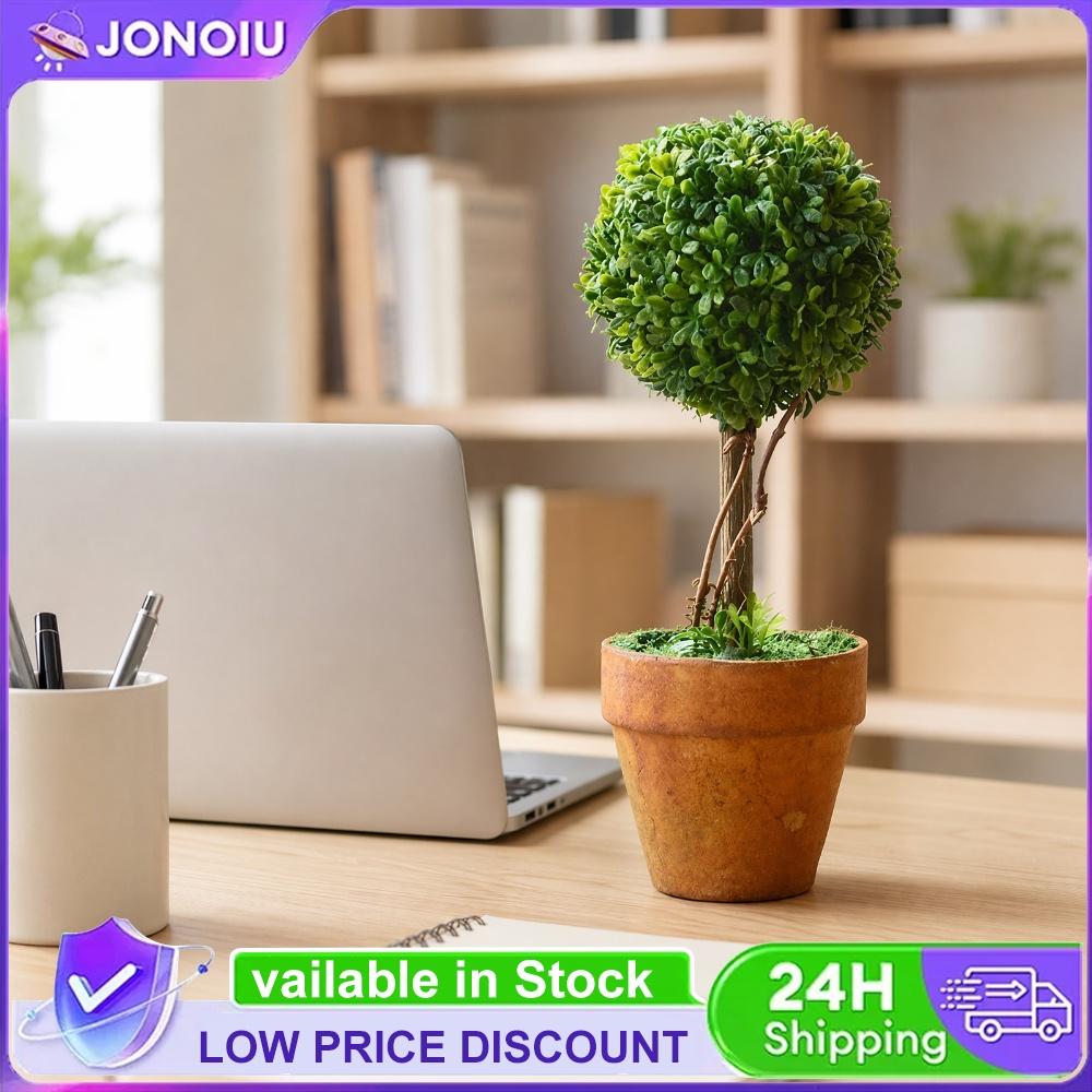 Artificial Boxwood Topiary Shelf Decorations Small Fake Plant Artificial Green Grass Ball for Home Office Desk Table