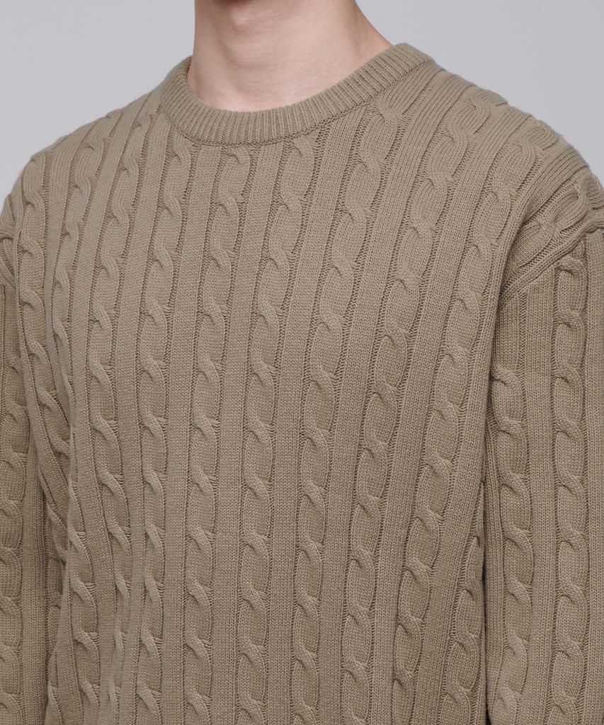 MUSINSA STANDARD Cable Crew Neck Knit [Beige]