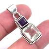Natural Green Amethyst, Amethyst 925 Solid Sterling Silver Pendant 1.25" c0L59
