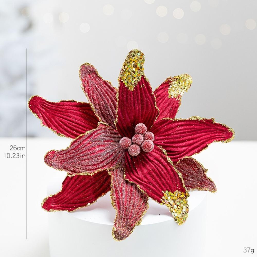 Large Size Artificial Xmas Flower Faux Velvet Christmas Tree Wreath Party Hanging Ornaments