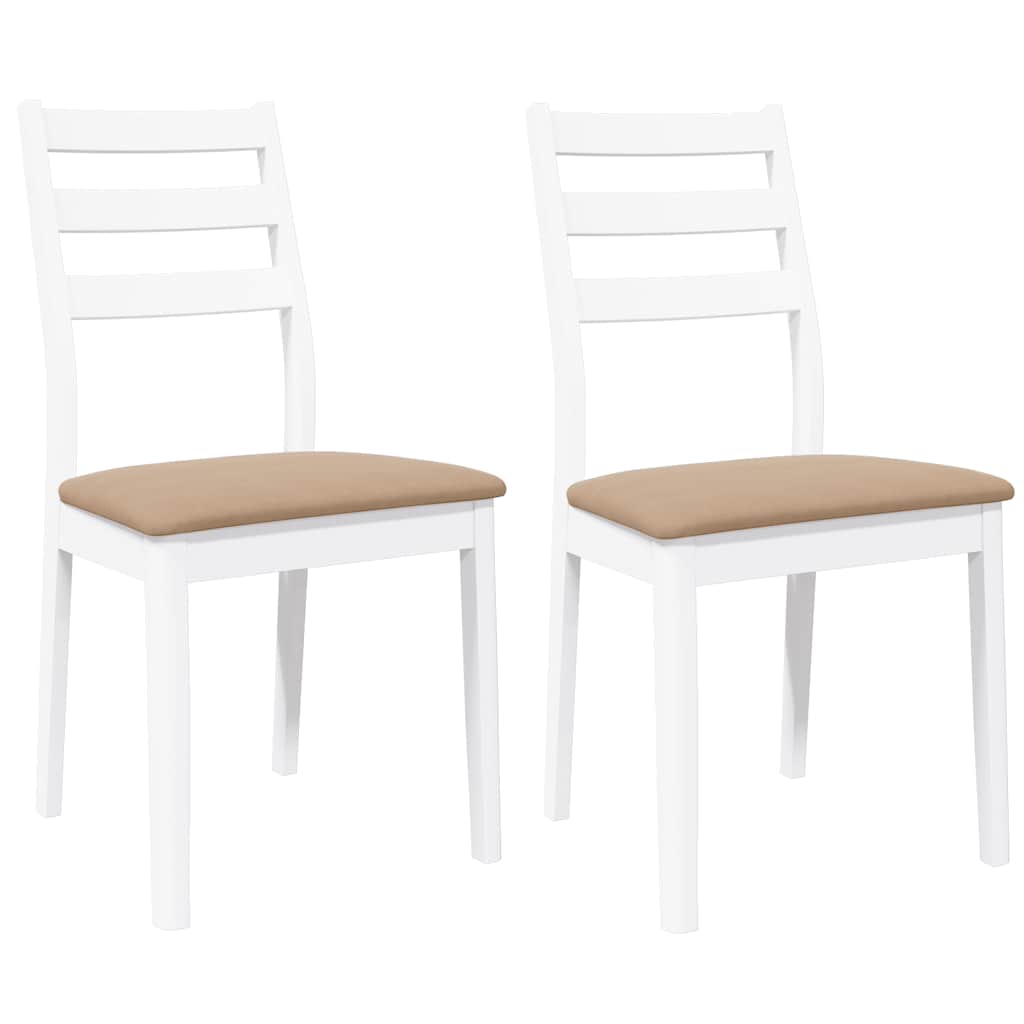Dining Chairs with Cushions 2 pcs White Solid Rubberwood