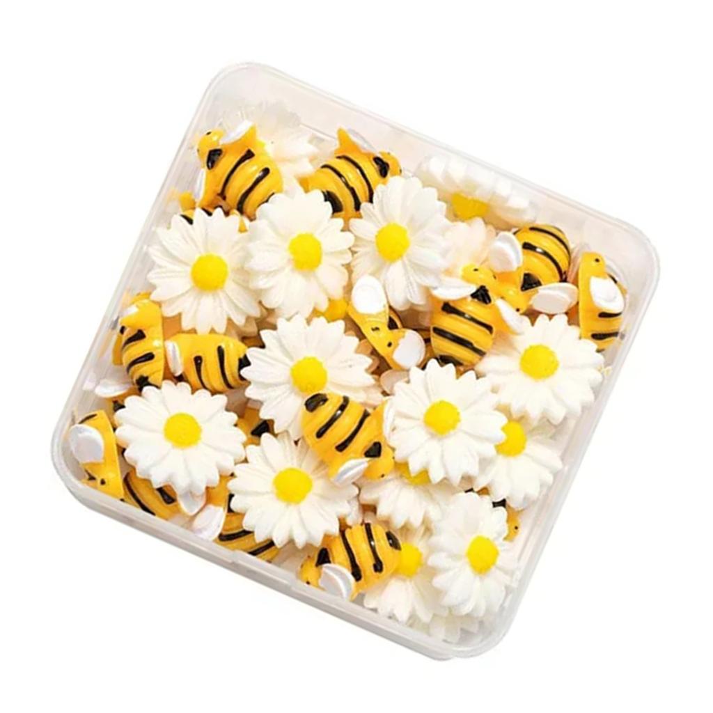 Упаковка из 50 украшений из смолы в виде ромашек и пчел. Украшения в виде ромашек для поделок своими руками, скрапбукинга и подарков на вечеринку.