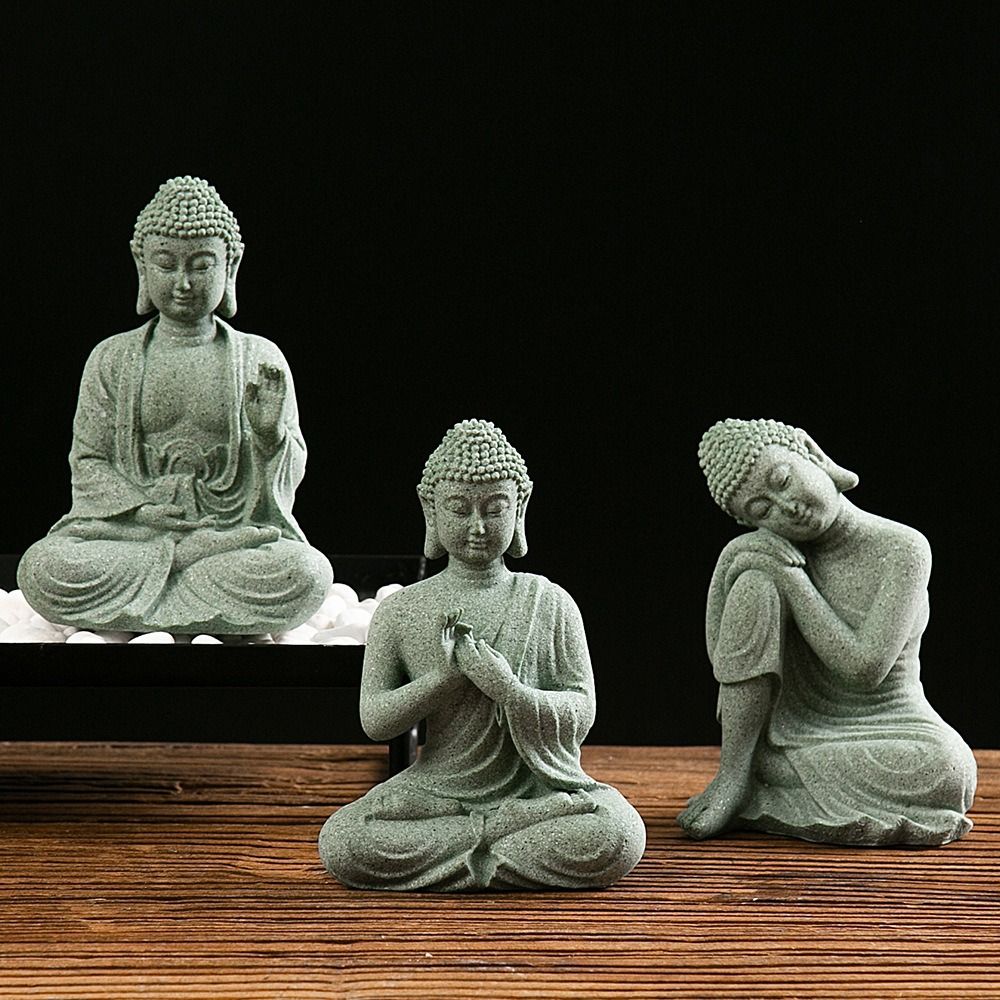Green Sandstone Sandstone Buddha Sitting Posture Buddhist Ornament Tea Pet Indoor