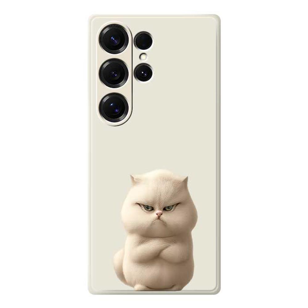 Чехол для Samsung Galaxy S25 Ultra с печатью узора злого кота, TPU задняя крышка для телефона с прямыми краями
