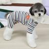 Colorful Stripes Dog Jumpsuits Cute Soft Cat Pajamas Poodle Dog Clothes Pet Four Legged Clothes Winter Warm Puppy Rompers