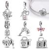 S925 Sterling Silver Key & Lock Heart Pendant Fit Charms Silver S925 Original Bracelet for Jewelry Making