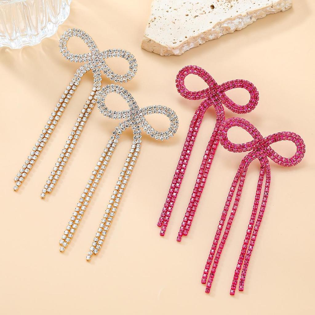 Серьги Super Flash Claw Chain Bow Tassel - Свадебные украшения из Европы и Америки