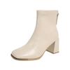 Fashion Temperament French Square Head Back Zipper Short Boots for Women Shoes Autumn/winter Thick High Heels Chelsea Boot Botines Mujer