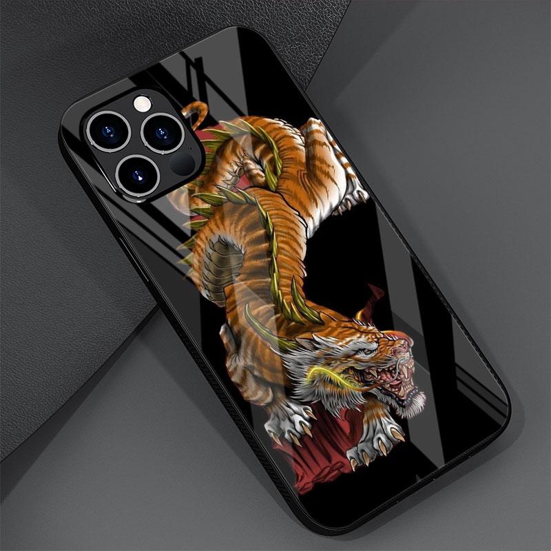 Чехол из закаленного стекла Tiger Animal для Apple iPhone 14 13 Pro 11 12 7 8 Plus SE 2022 XR X XS Max 6 6S