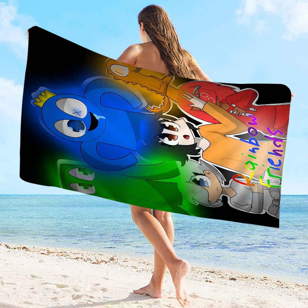 Rainbow Friends Toy Vintage Beach Towel Cartoon Cute Summer Kids Large Bath Pool Beach Towel Absorbent for Swimming Travel