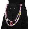 Hip Hop Rainbow Resin Chain Keychain Women Girl Cute Waist Chain Multicolor Acrylic Hollow Star Trousers Chain Y2K Jewery