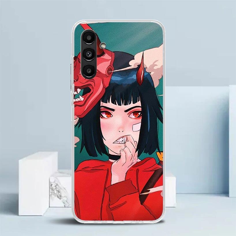 Чехол для телефона в японском стиле с аниме-девушкой для Samsung Galaxy A17 A37 A57 A16 A15 A14 A13 A56 A55 A54 A53 A36 A35 A34 A33 A26 A25 A24