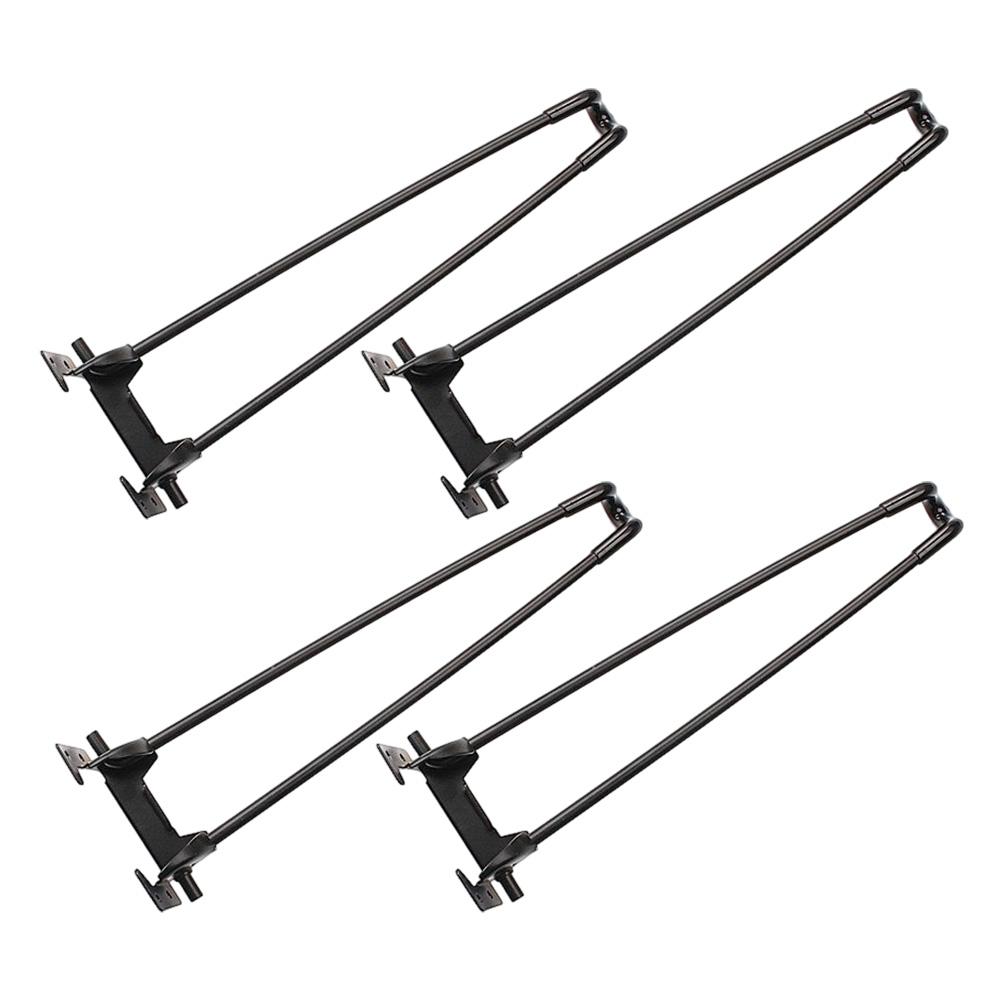 Набор из 4 складных ножек для шпилек из черного железа для журнального столика, прикроватной тумбочки, DIY проектов с защитной резиной для пола