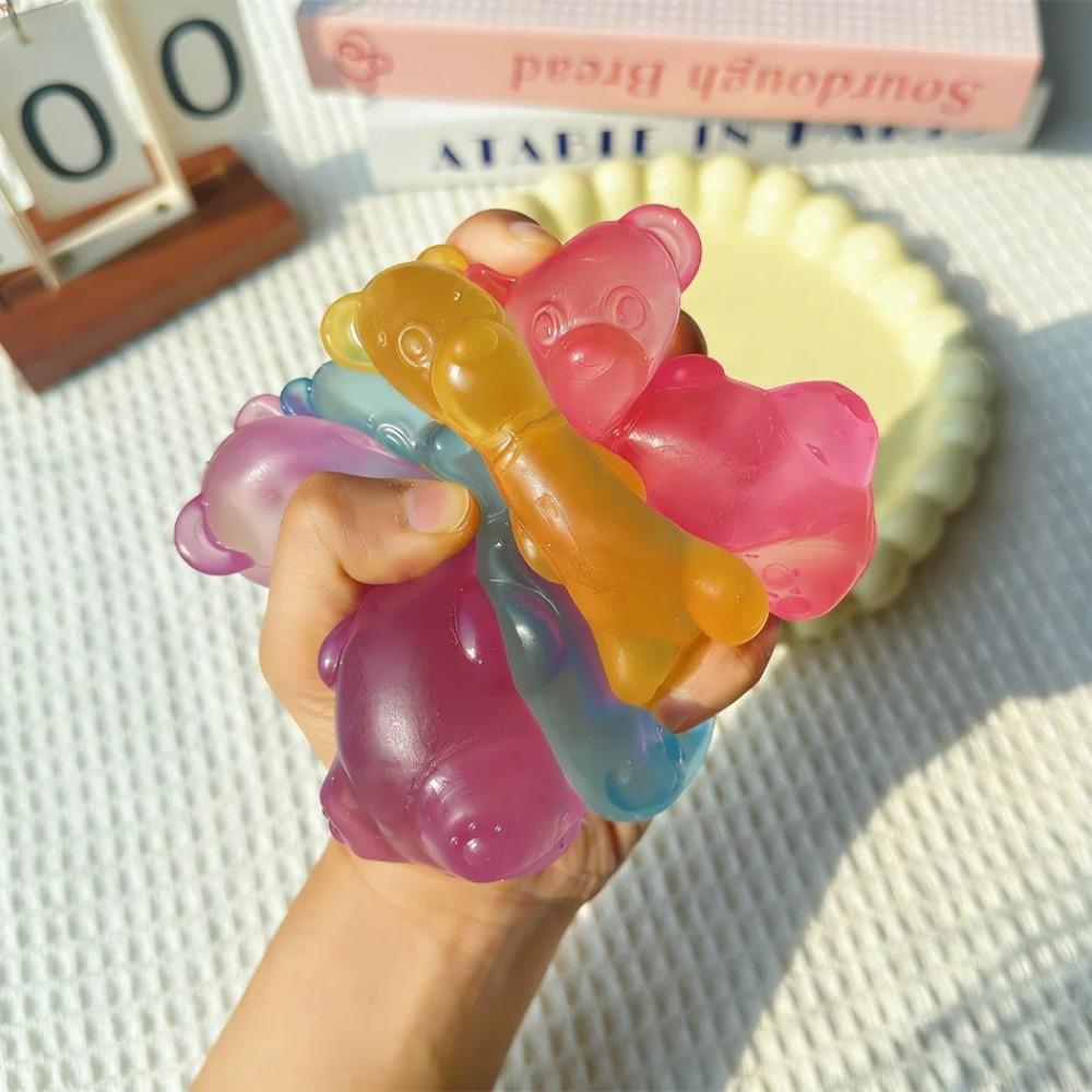 Tjelly Bear Squeeze Toy Slow Rebound Stress Relief Ball Cute Gummy Bear Shaped Decompression Fidget Toy