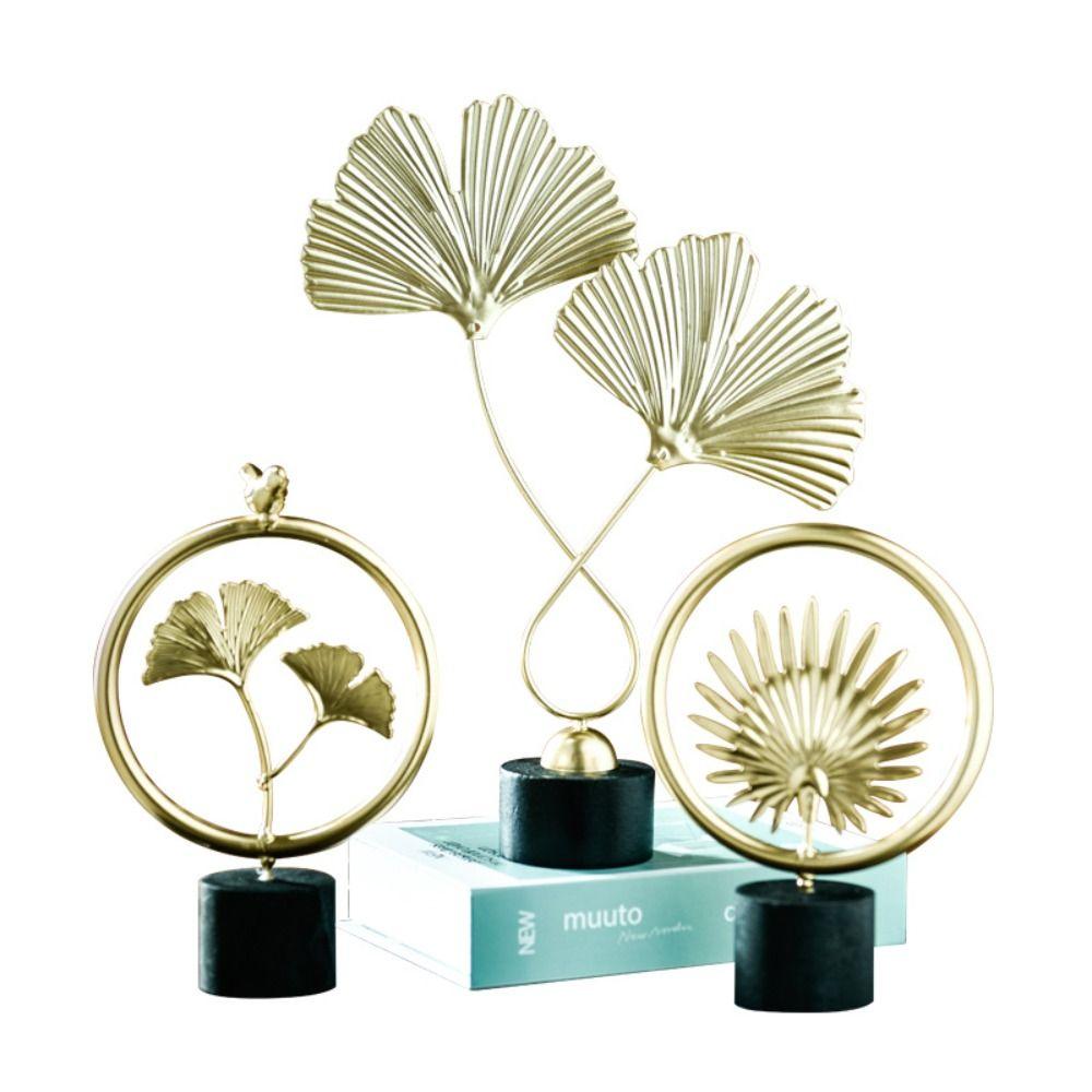 Decoration Handicraft Leaves Sculpture Iron Arts Crafts Ginkgo Leaf Ornaments Desktop Ornaments
