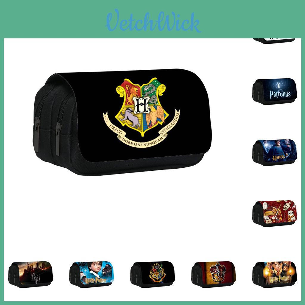 Harry Potter Pen Pouch Fabric Anime Student Stationery Organizer With Multiple Compartments