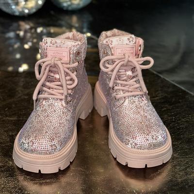 Ретро ботильоны Осень Зима Новые Стразы Шнуровка Круглый носок Платформа Большой размер Женская обувь