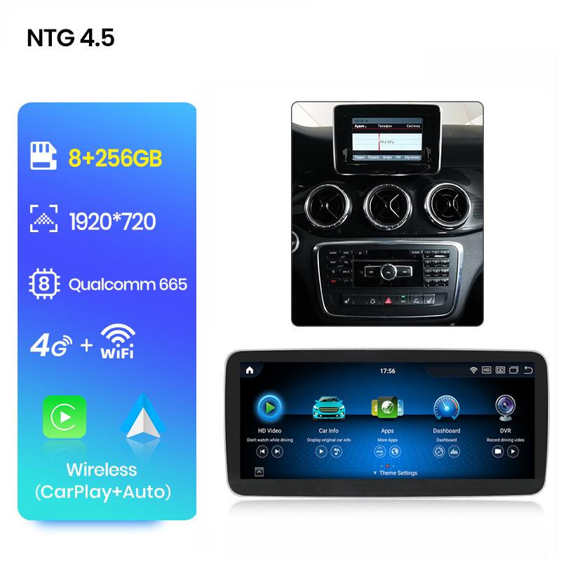 Junsun Qualcomm 665 Wireless CarPlay Andorid Auto Car Radio For Mercedes Benz A Class CLA GLA W176 2013-2018 Intelligent System Stereo